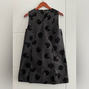 COS black V-neck sleeveless dress with abstract velvet pattern